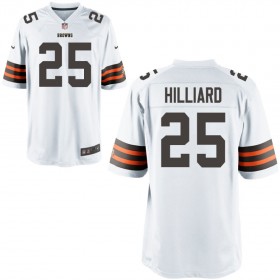 Nike Men's Cleveland Browns Game White Jersey HILLIARD#25