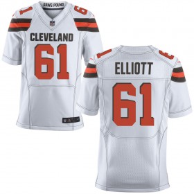 Men's Cleveland Browns Nike White Elite Jersey ELLIOTT#61